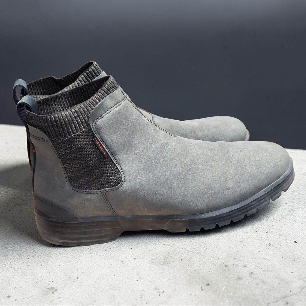 Hey Dude Scott Grip Chocolate Gray Pull-On Ankle Chelsea Suede Boots Men Size 12
